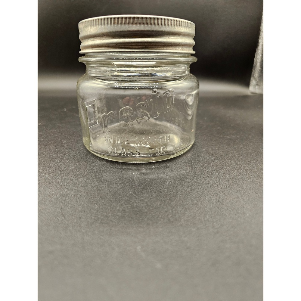 Vintage Presto Wide Mouth Glass Jar Illinois Glass Co 3.5 Inch Canning Jar Lid